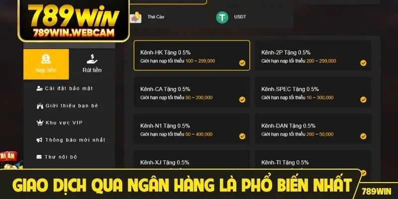 Giao dịch qua ngân hàng là phổ biến nhất