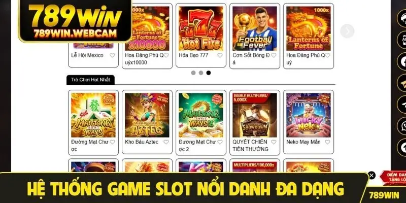 Hệ thống game slot nổi danh đa dạng