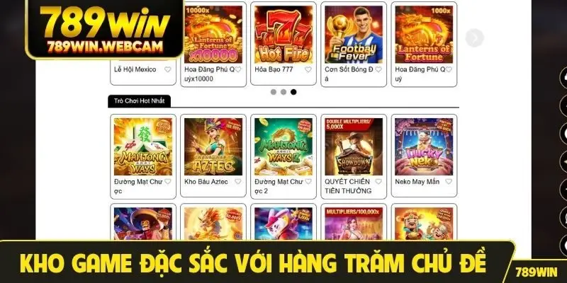 Kho game slots đặc sắc với hàng trăm chủ đề